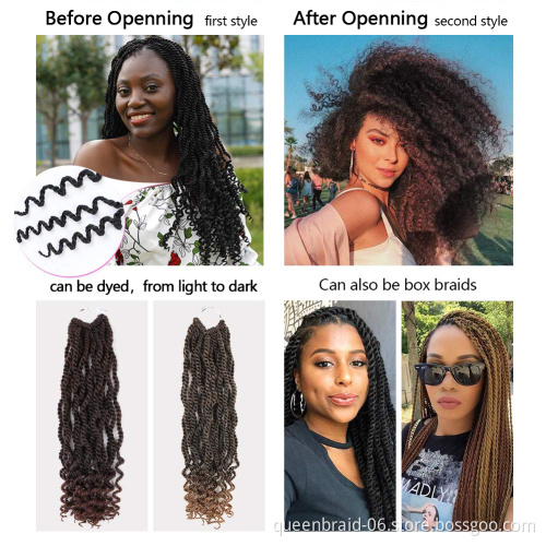kinky Twist Crochet Hair Pre looped Crochet Braids with Curly End Synthetic Braiding Hair Extension for Women Hair